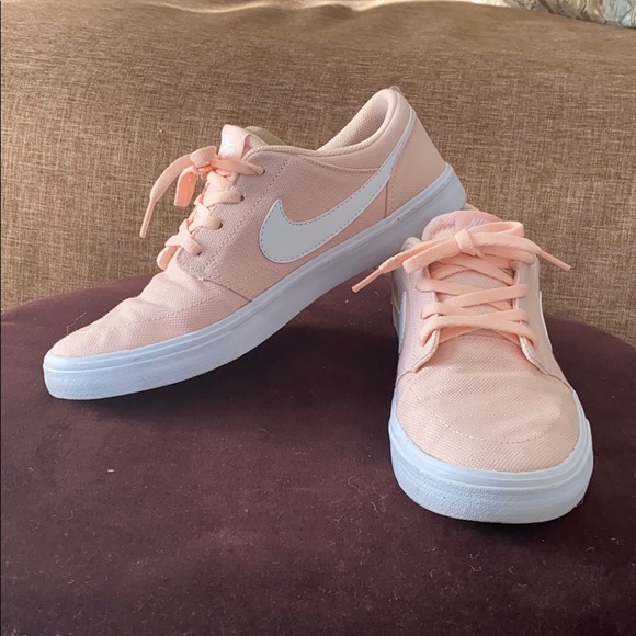 peach canvas shoes